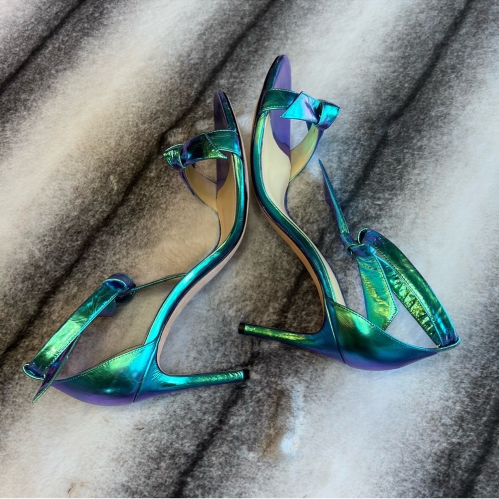 Alexandre Birman Clarita 85 mm Ocean Holographic Iridescent Sandal Heels - Picture 5 of 10